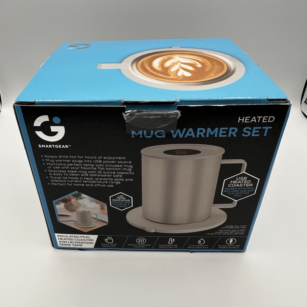SmartGear Heated Mug Warmer Set 12oz Stainless Steel USB Gray STG-6869-KB - Picture 3 of 9